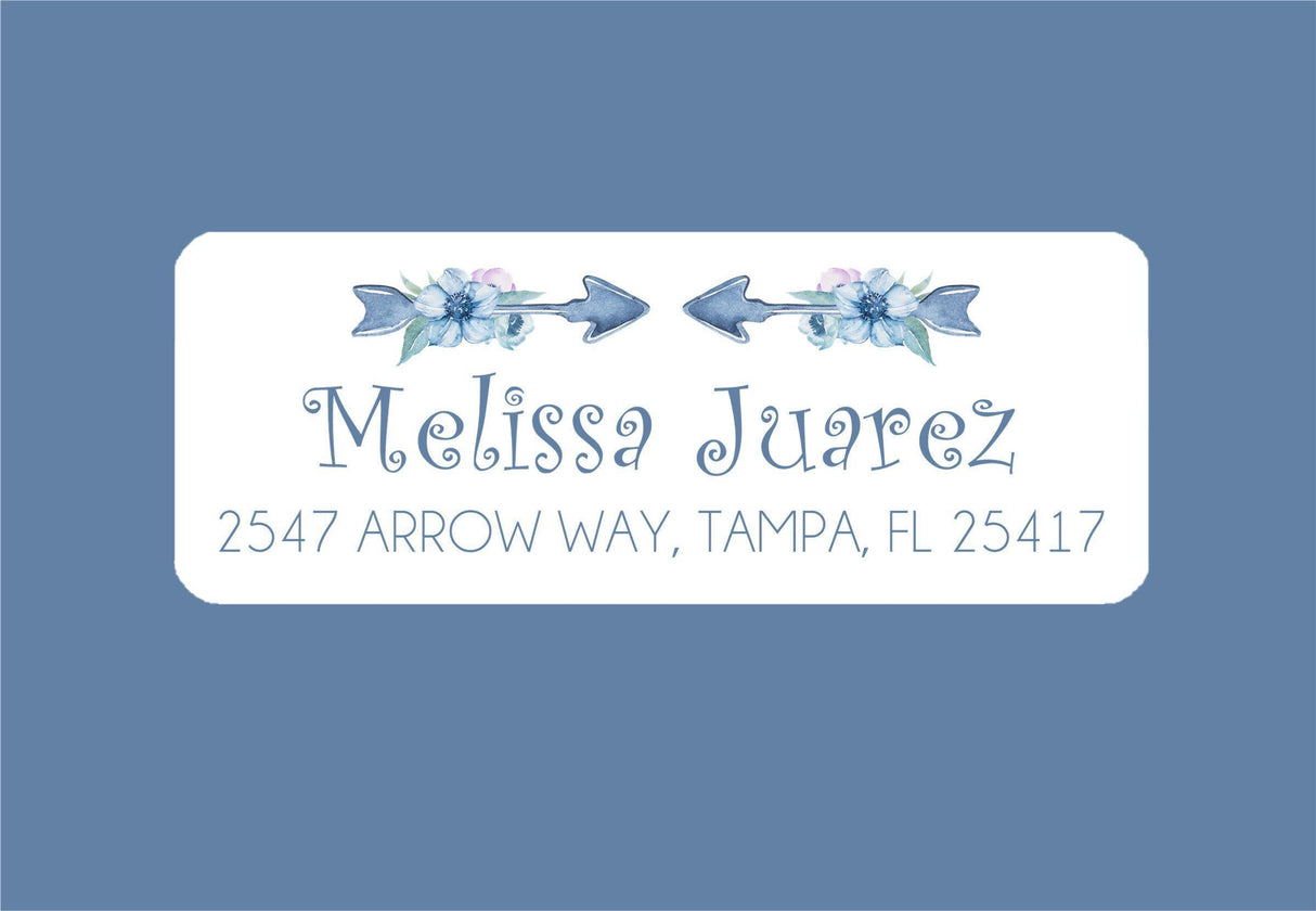 Blue Tribal Arrow Address Labels
