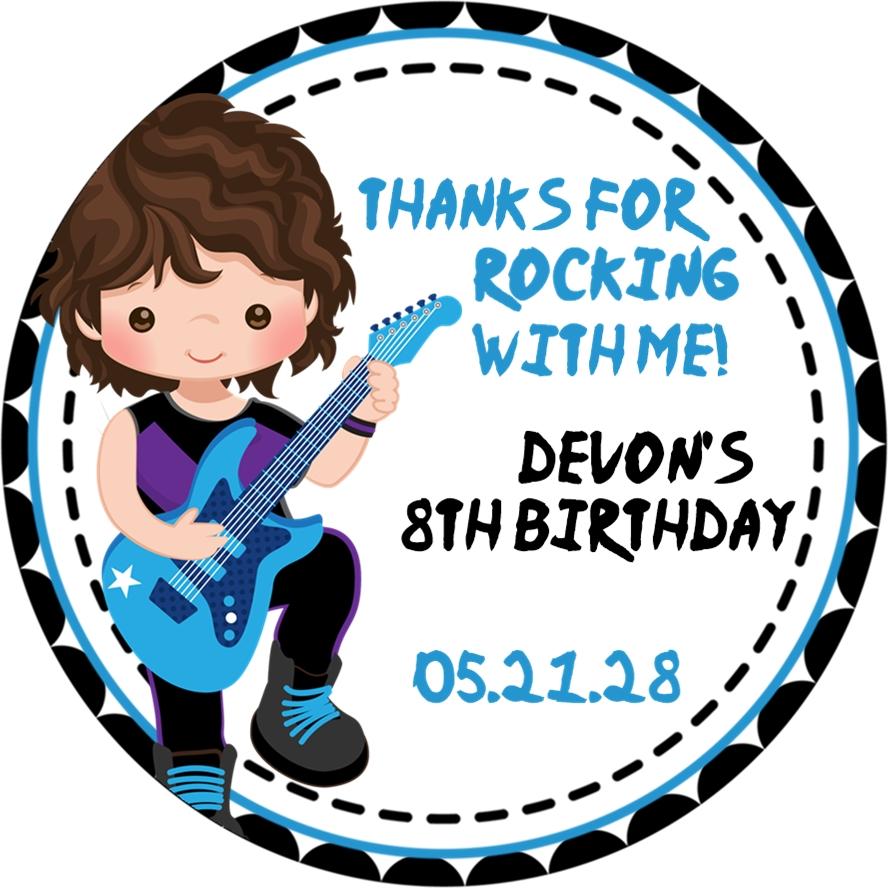 Blue guitar rock and roll birthday sticker