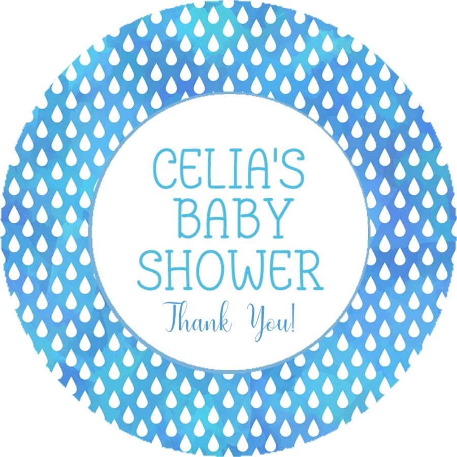 Blue ombre raindrop baby shower sticker design