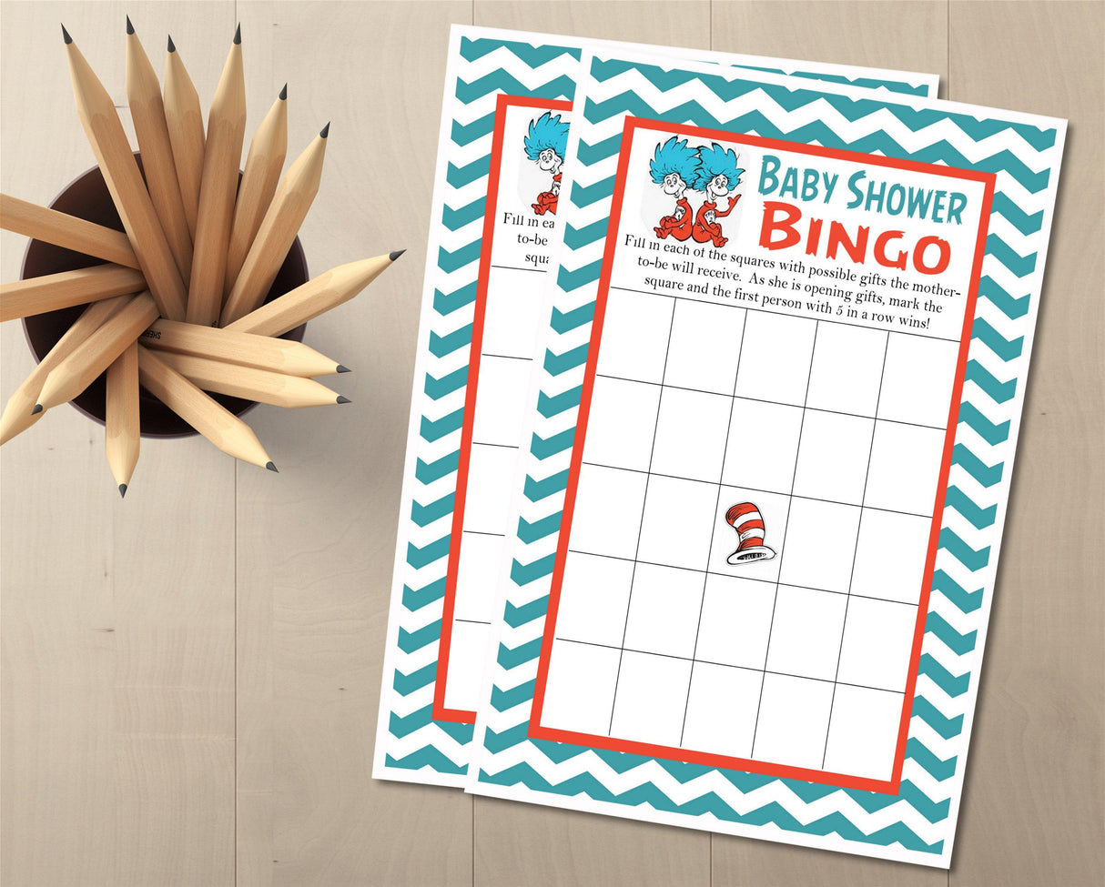 Boy girl twins baby shower bingo card