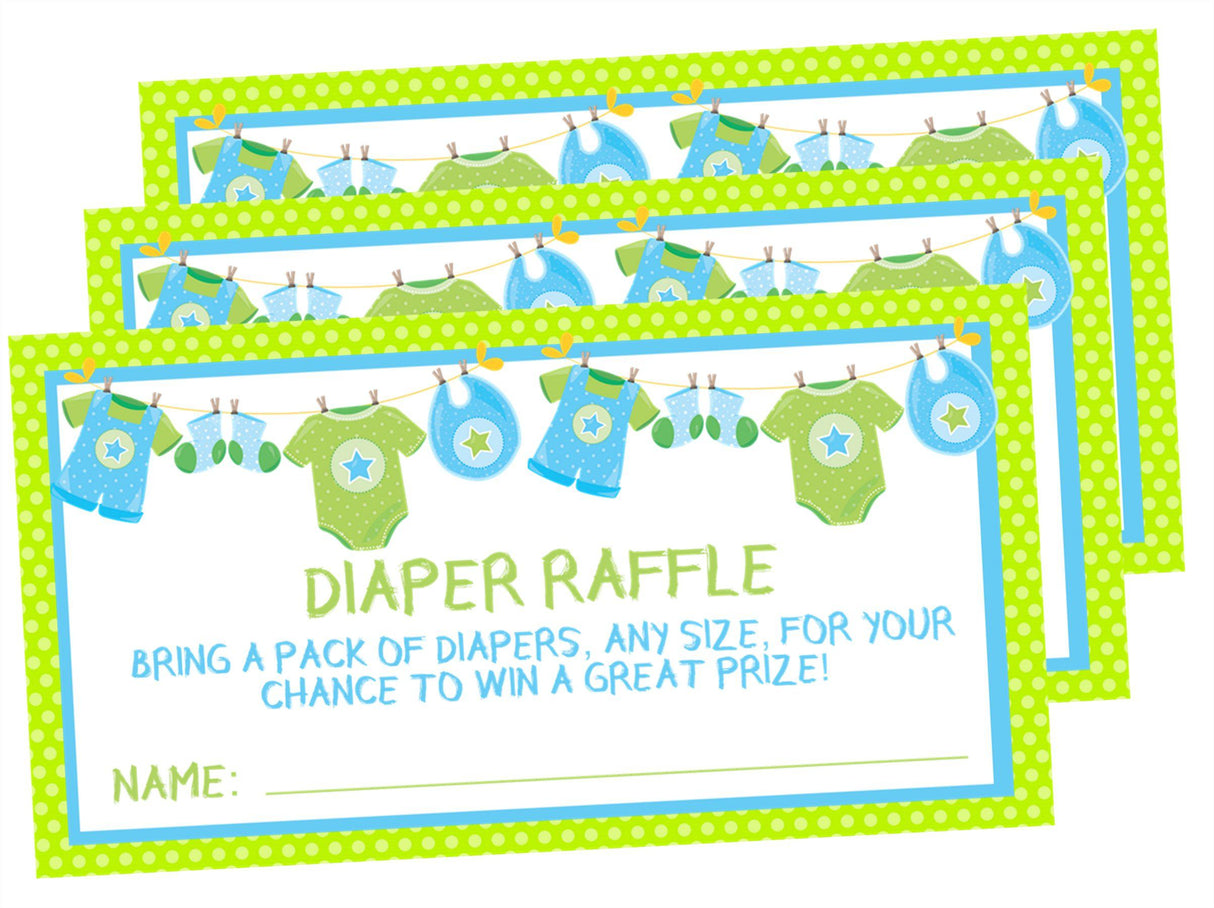 Boys Clothesline Diaper Raffle Tickets