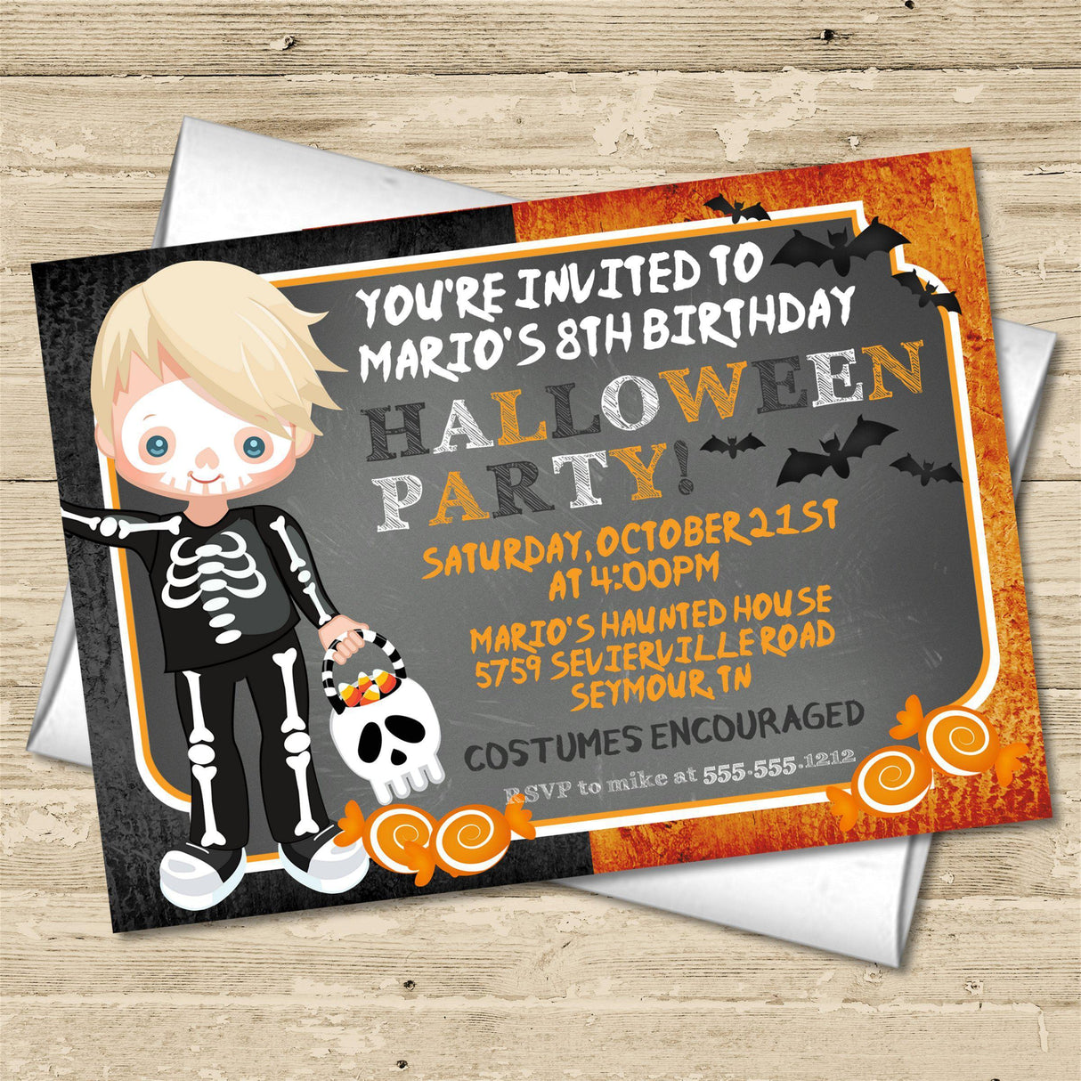 Boys Halloween Birthday Party Invitations