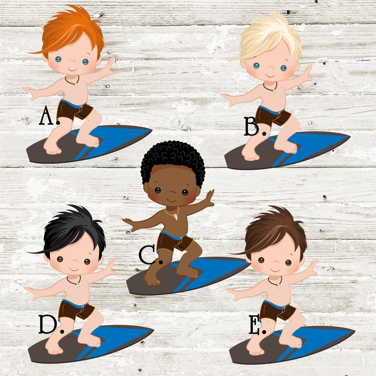 Boys Surfing Birthday Party Stickers