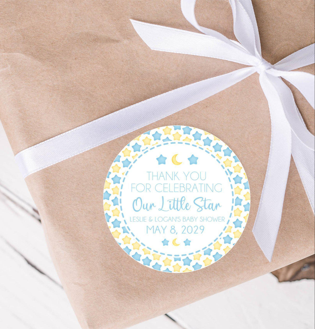 Boys Twinkle Little Star Baby Shower Stickers Or Favor Tags