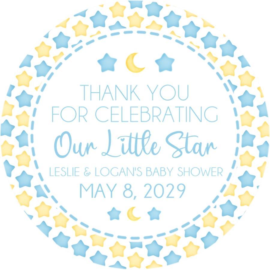 Boys Twinkle Little Star Baby Shower Stickers Or Favor Tags