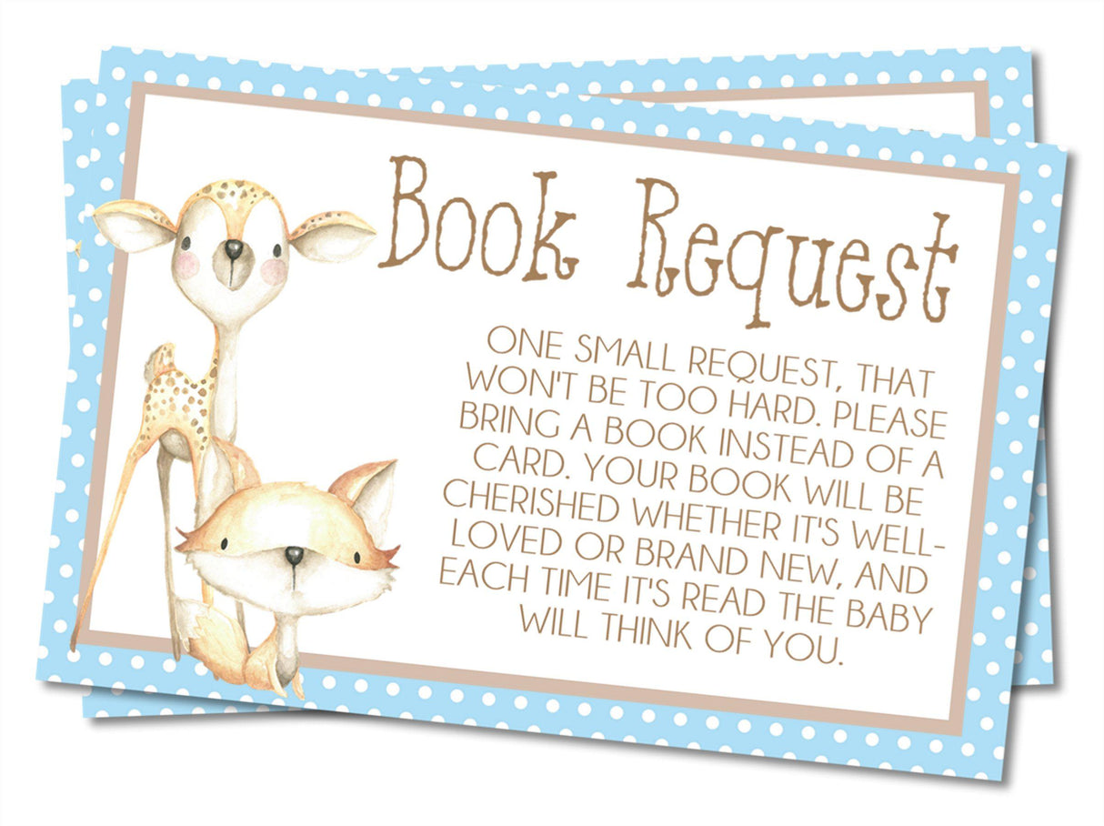 Boys Woodland Animals Book Request Cards