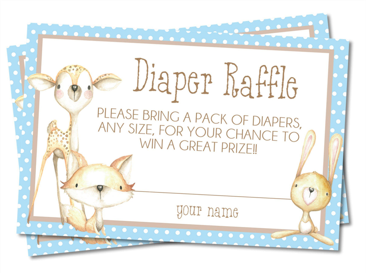 Boys Woodlands Animals Diaper Raffle Tickets
