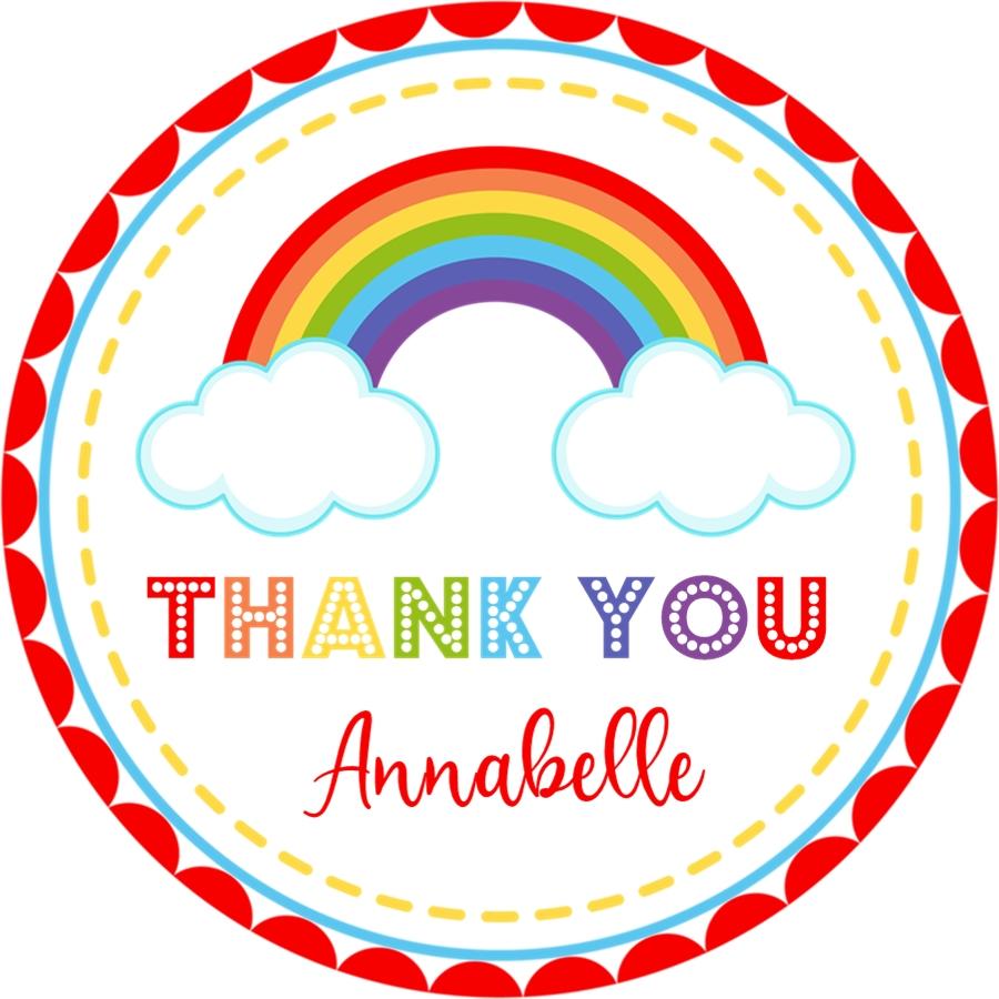 Bright rainbow birthday party sticker