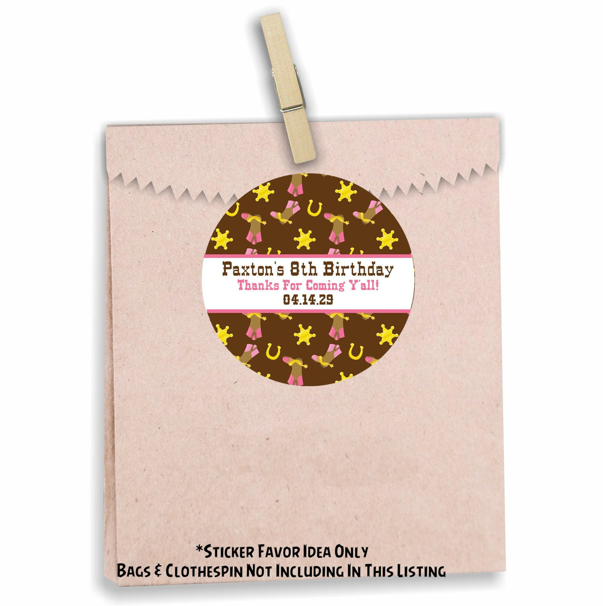 Brown and pink cowgirl pattern sticker design