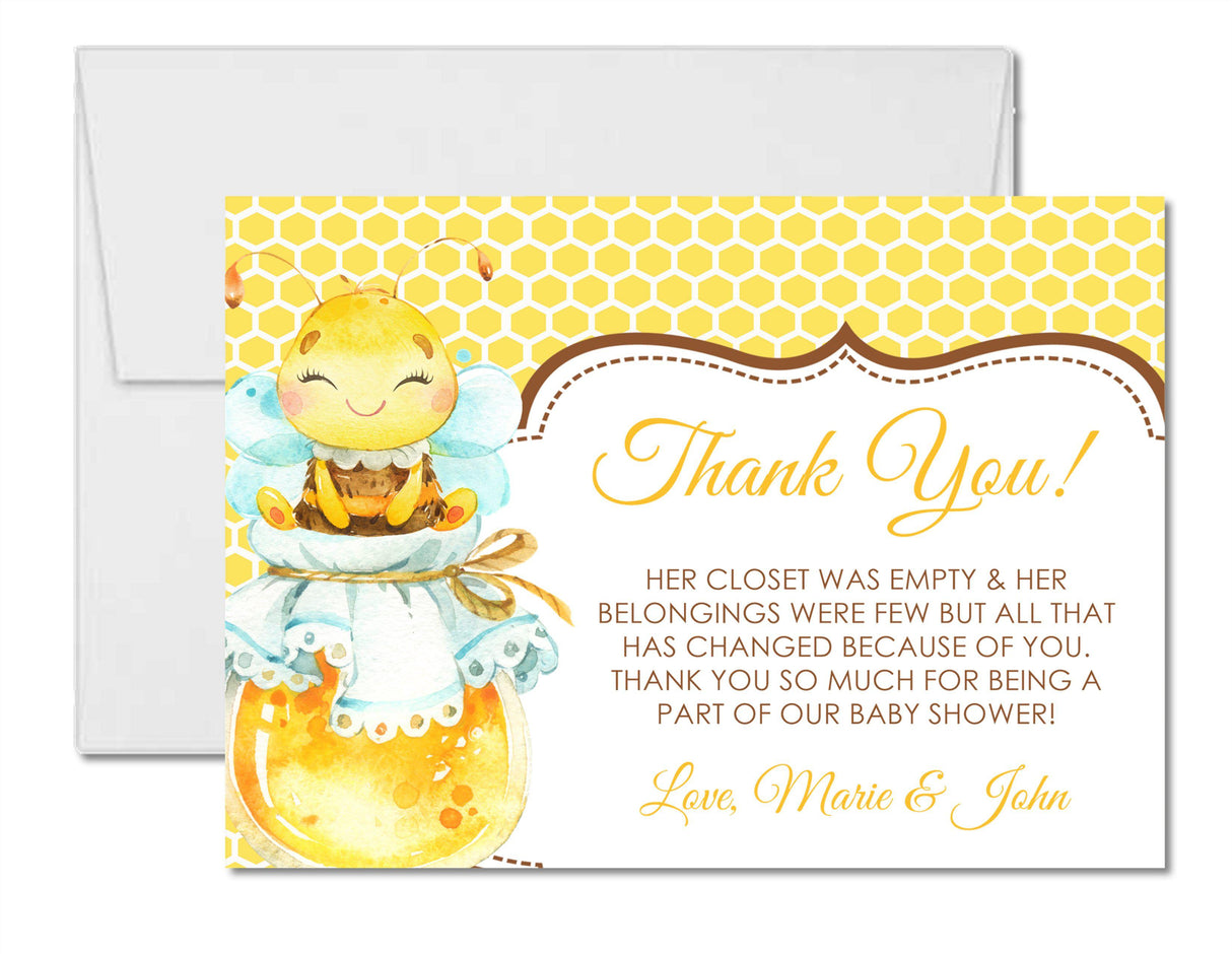 Bumble Bee Baby Shower Thank You Cards