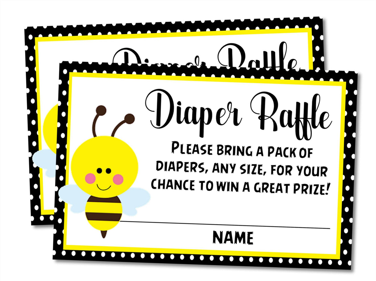 Bee Theme Baby Shower Diaper Raffle Instant PDF