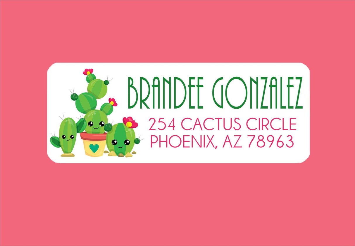Cactus themed return address labels