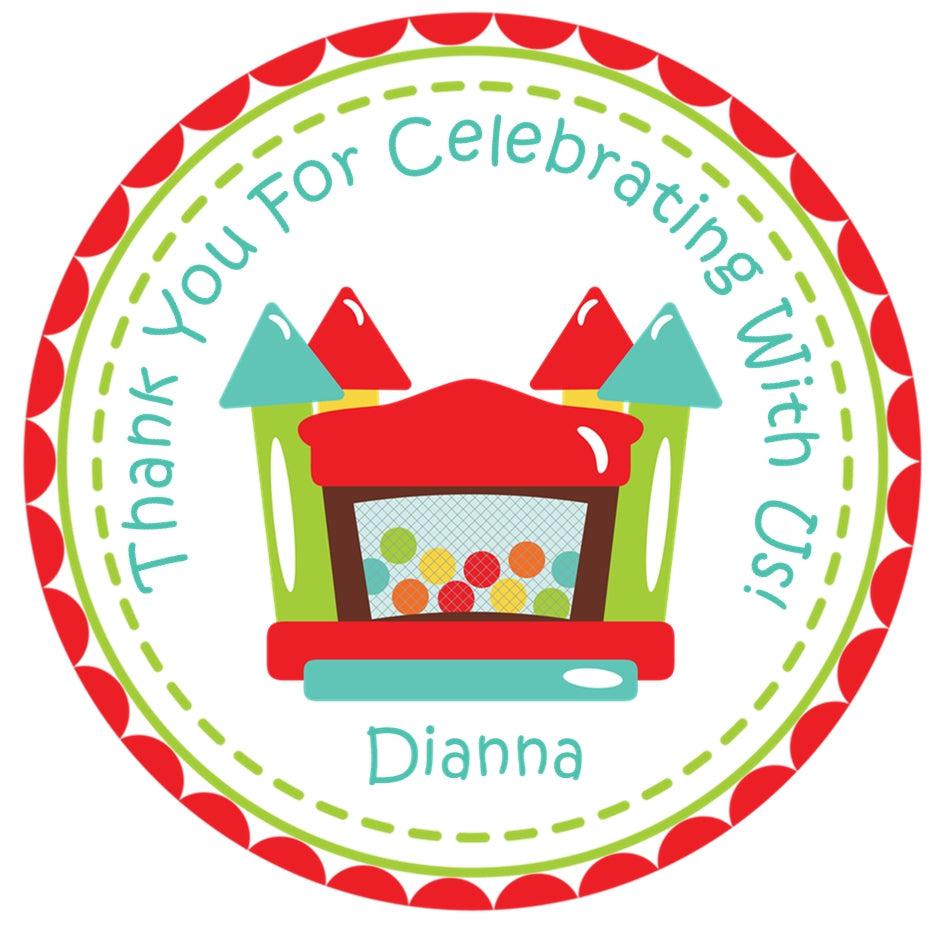 Castle jump house birthday label