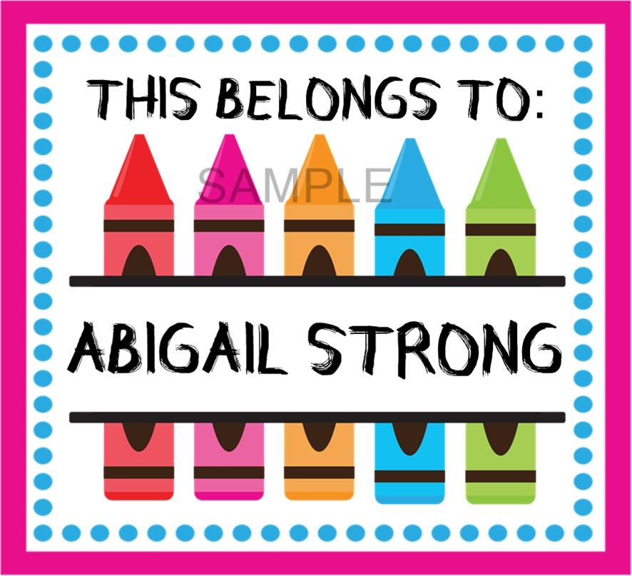 Colorful Square Back To School Supply Name Labels