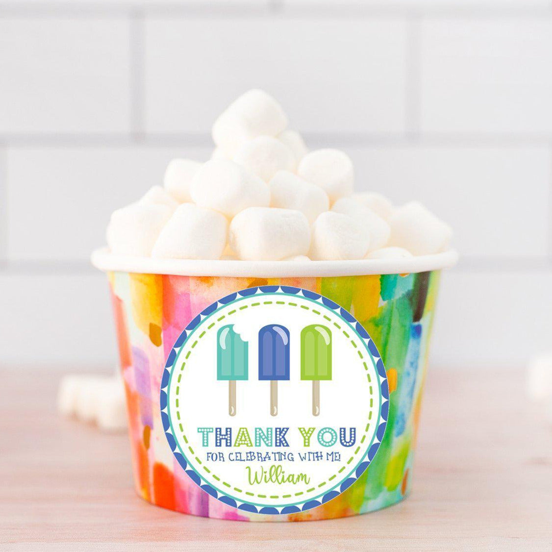 Cool popsicle theme favor sticker