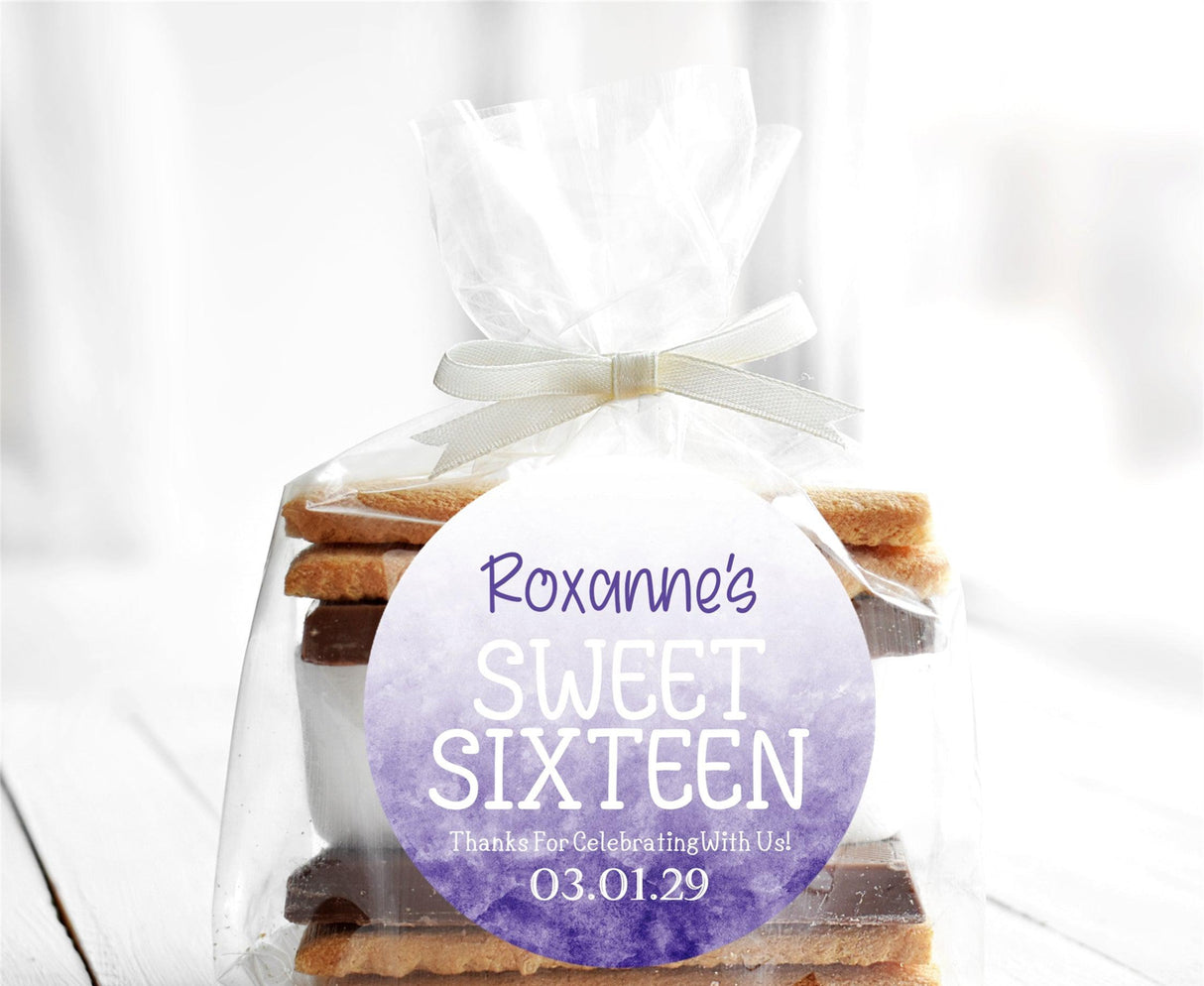 Custom purple ombre Sweet 16 party sticker