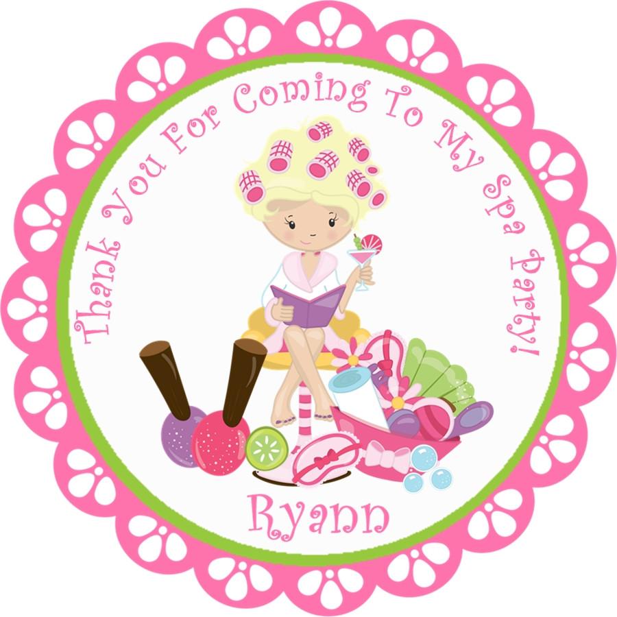 Custom spa theme sticker for girls’ birthday parties