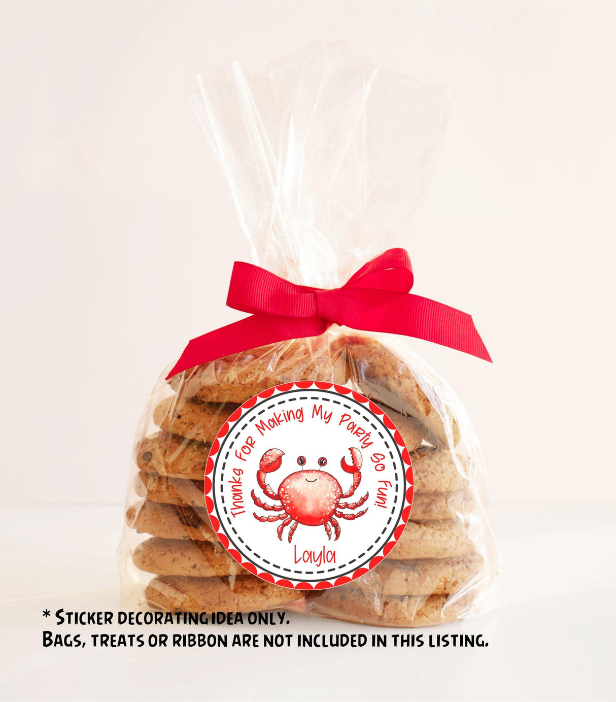 Custom under-the-sea crab sticker for kids’ birthdays