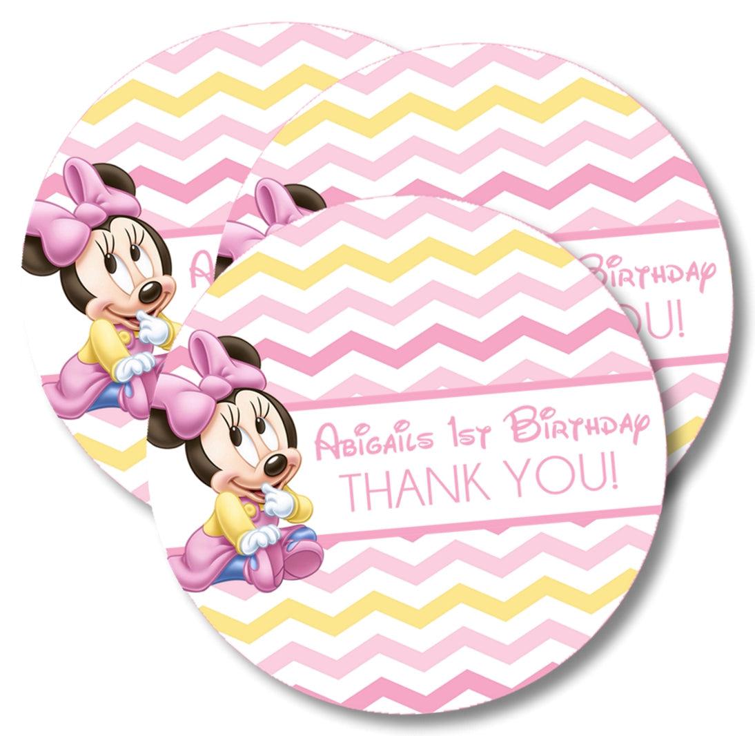 Cute baby Minnie birthday sticker design