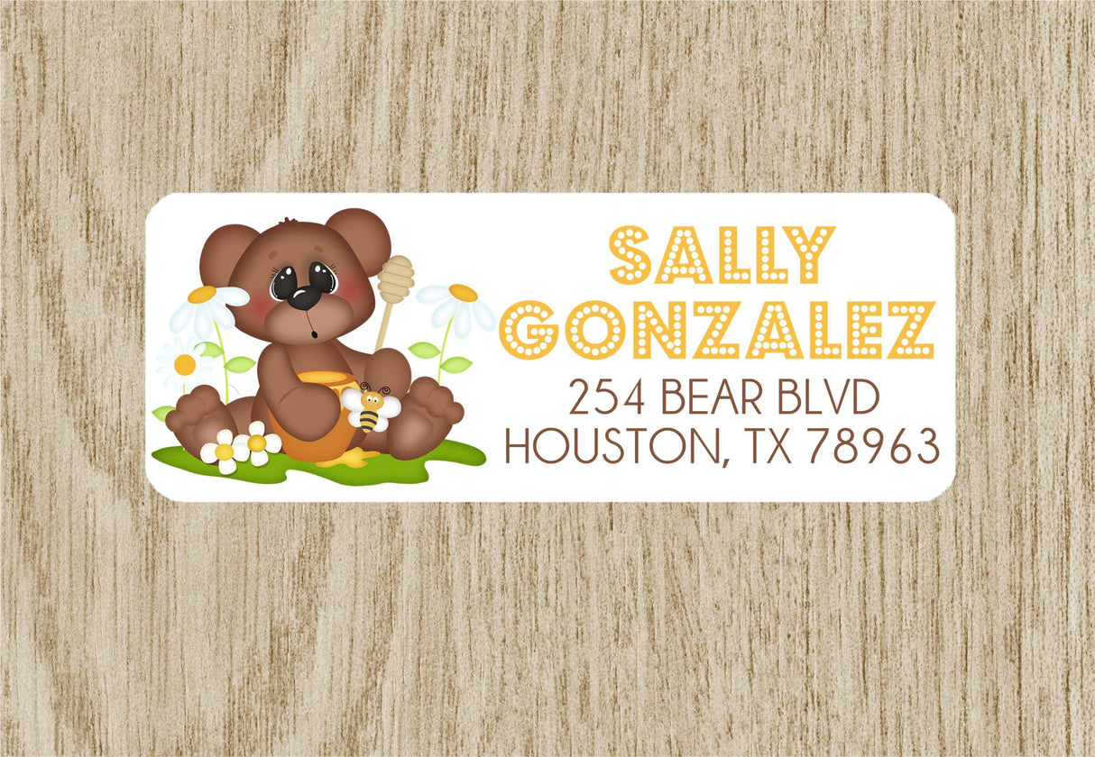 Cute bear theme address labels for kids