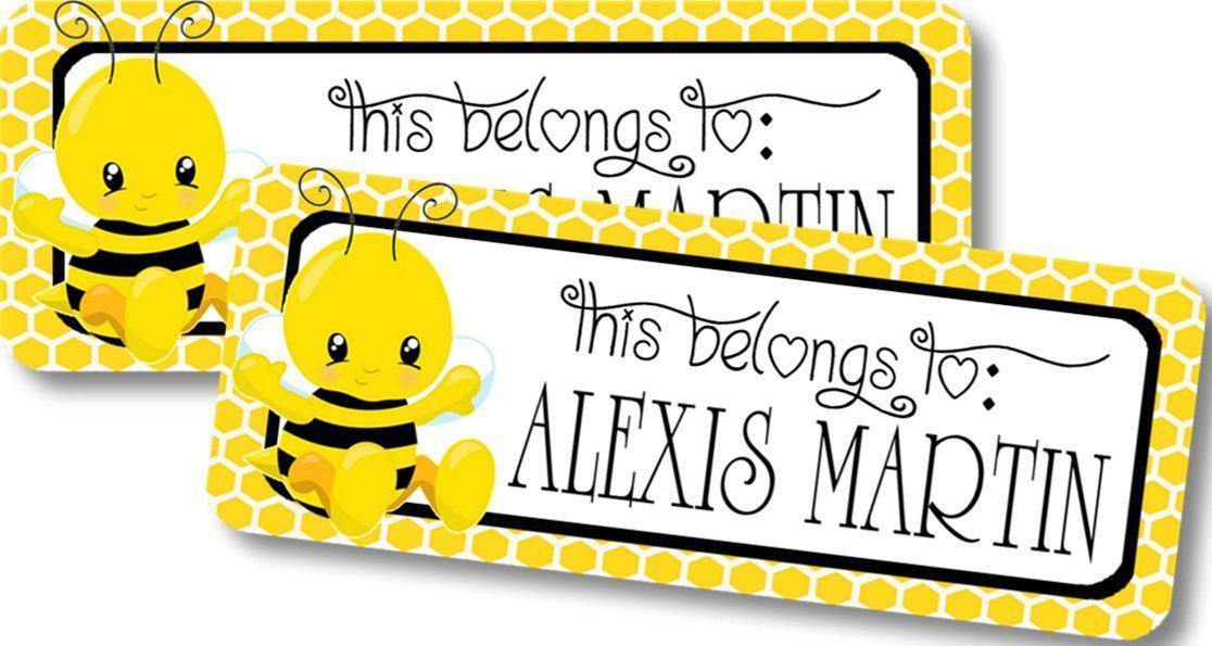 Cute bee name label for school supplies