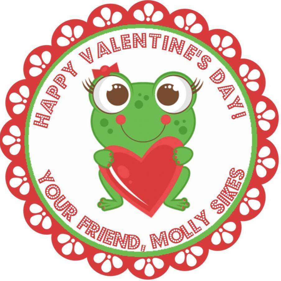 Cute frog personalized Valentine favor label