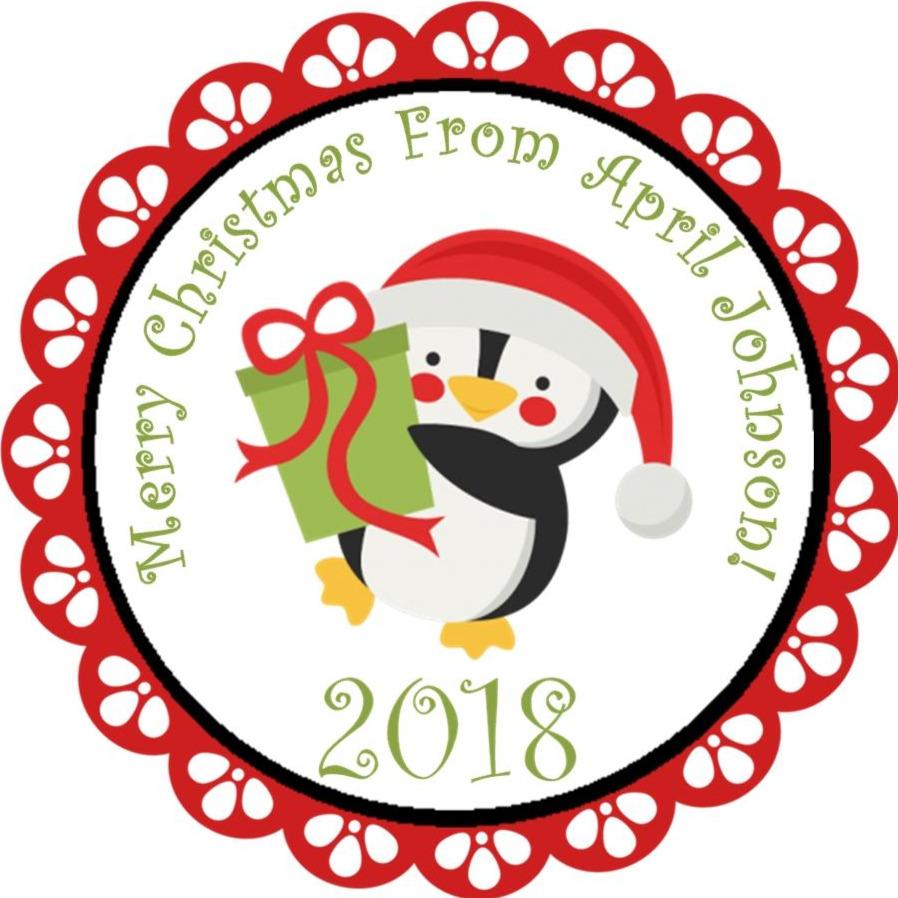 Cute penguin Christmas favor label sticker