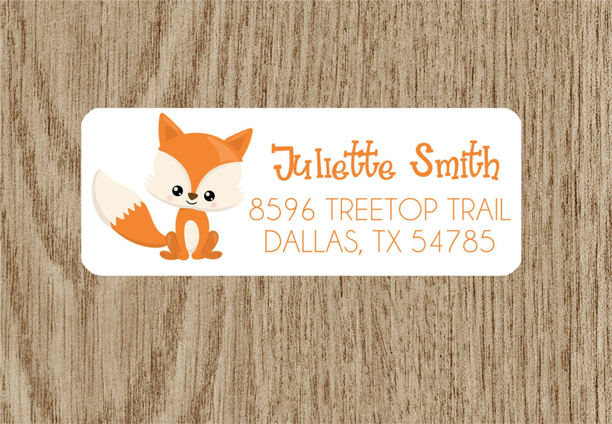 Cute woodland fox address labels with fox design