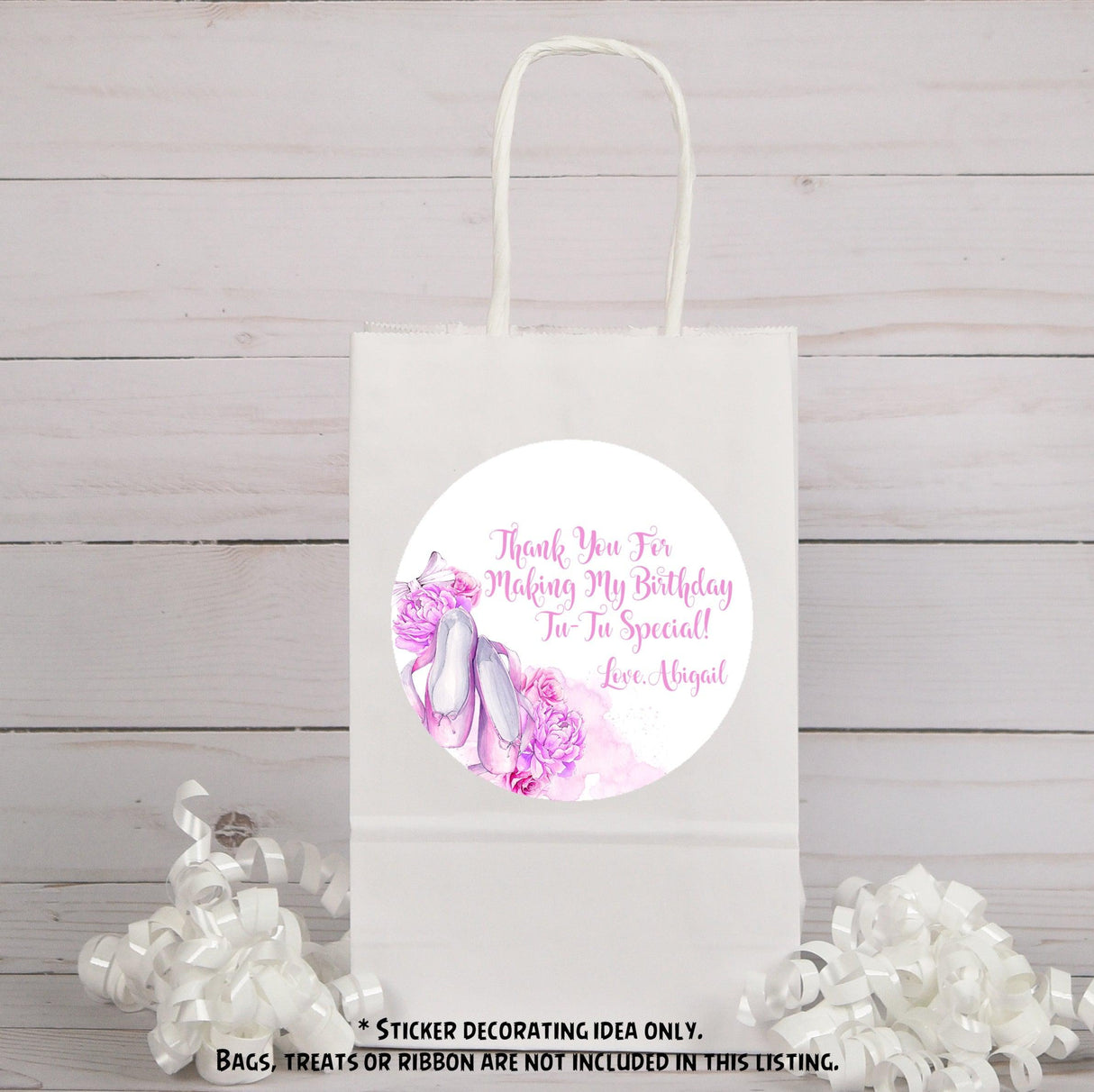 Dance birthday thank-you sticker in lavender theme