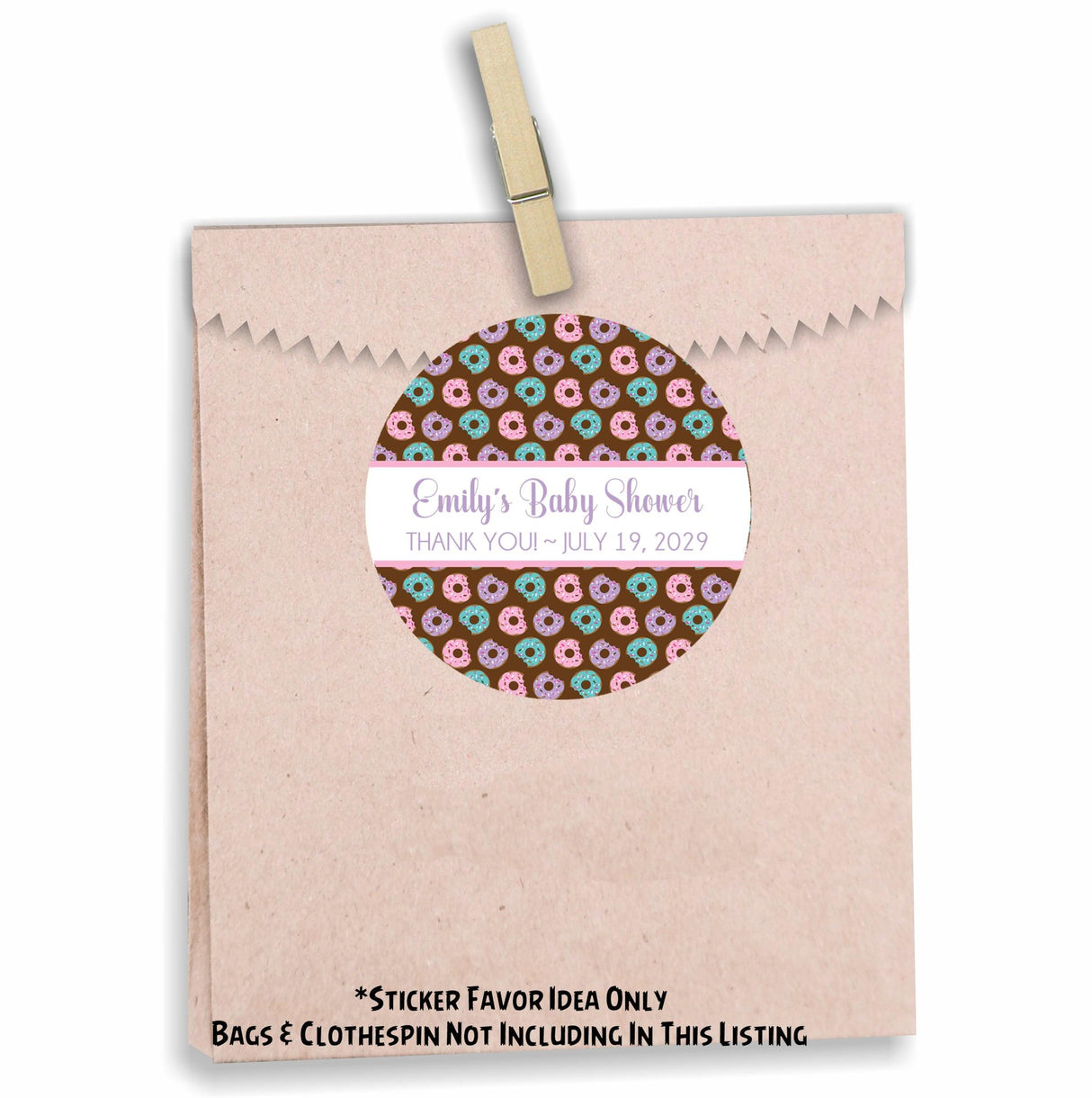 Donut sprinkle baby shower sticker