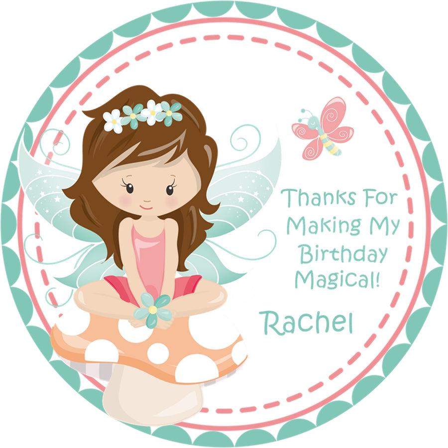 Enchanted forest fairy party favor sticker