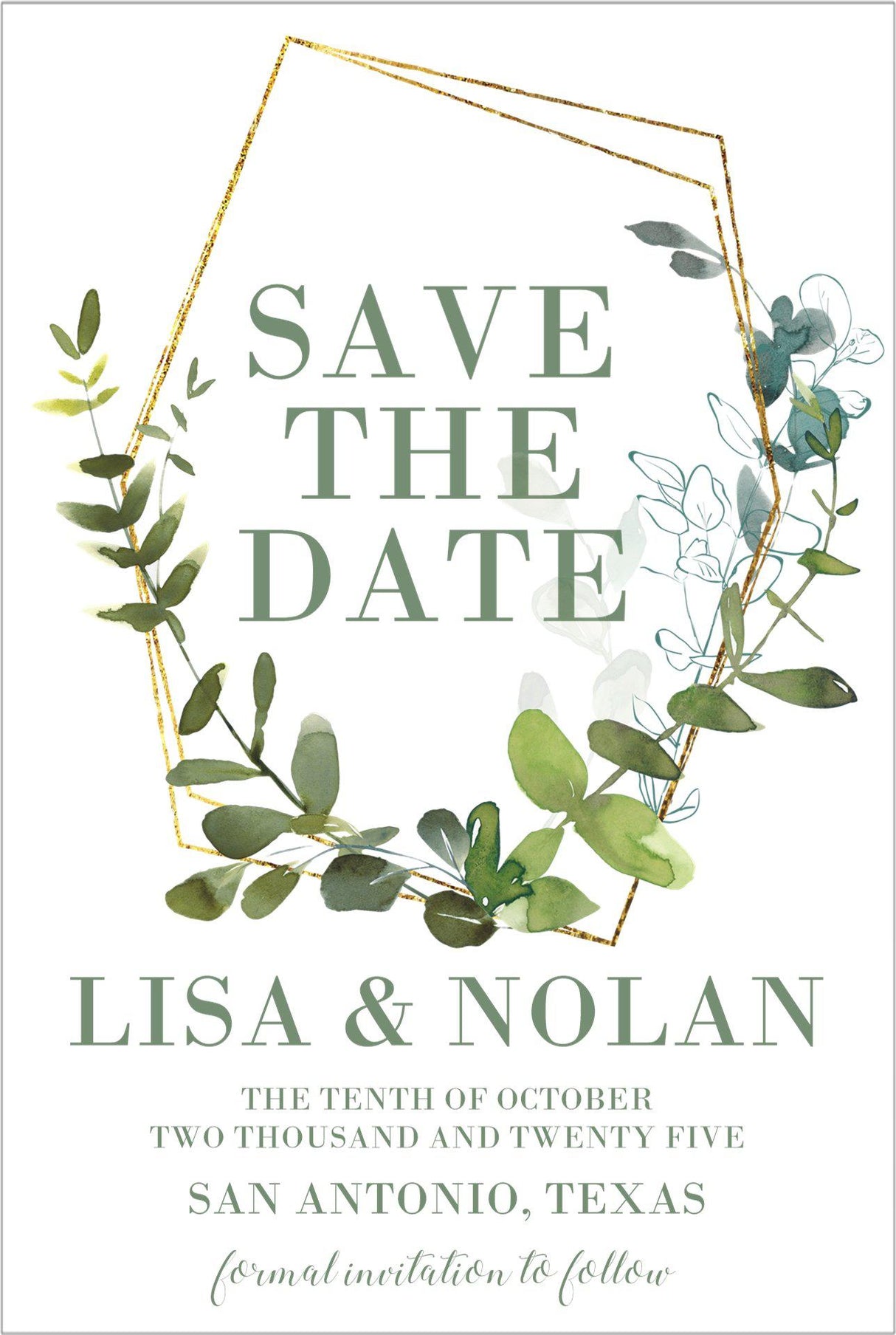 Eucalyptus wedding save the dates