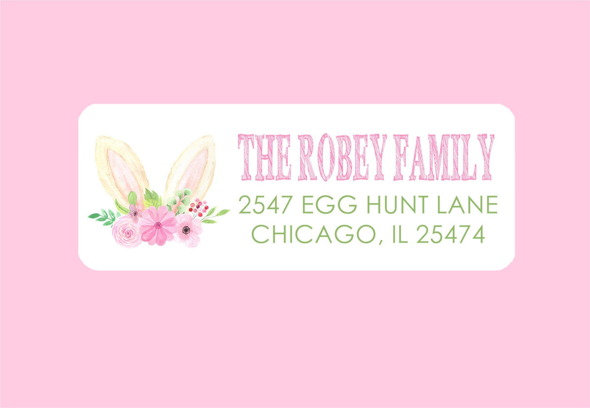 Floral bunny ears personalized address labels