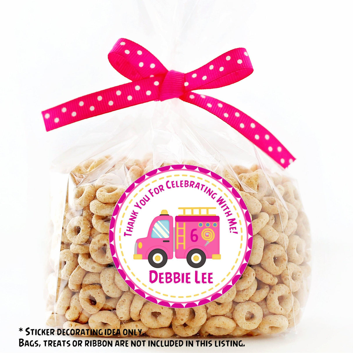 Girl firefighter party favor label personalized