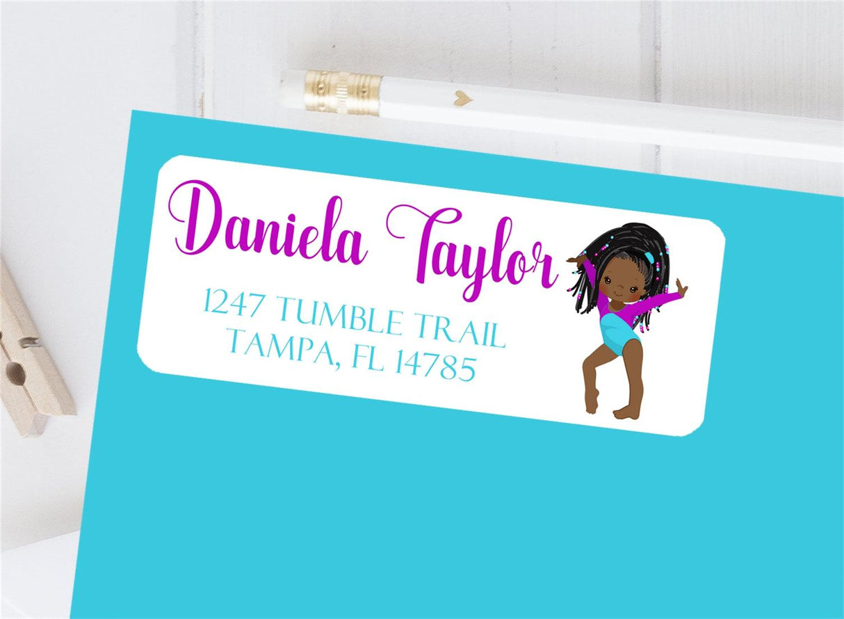 Girl gymnastics return address labels for envelopes