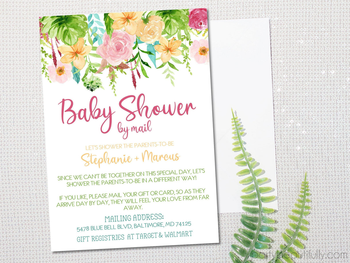 Girls Baby Shower By Mail Invitations