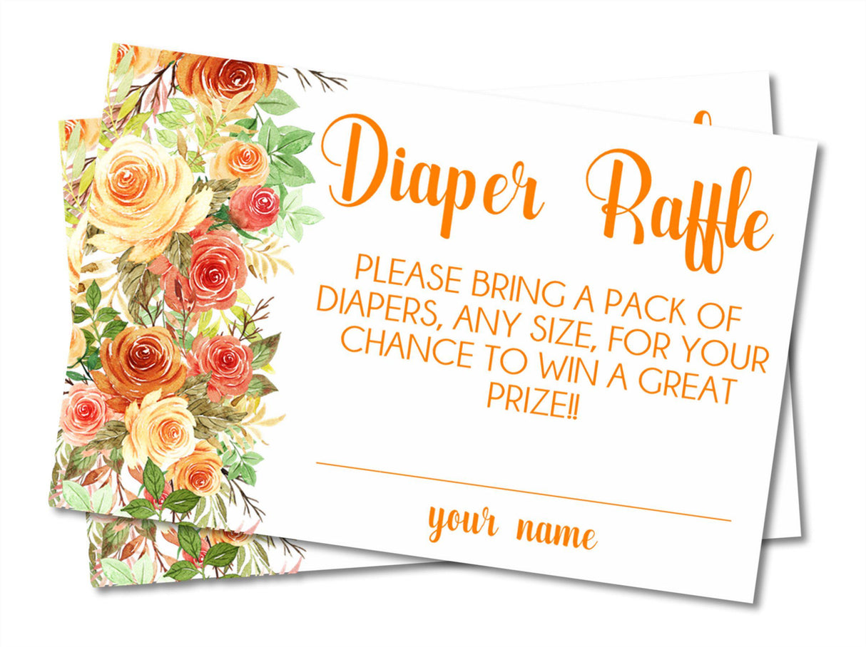Girls Fall Pumpkin Diaper Raffle Tickets
