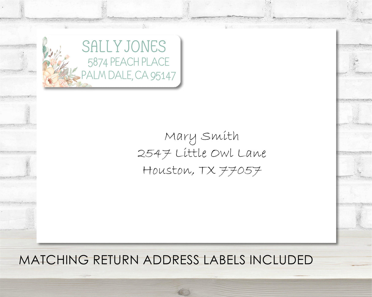 Girls Peach And Sage Floral Baby Shower By Mail Invitations