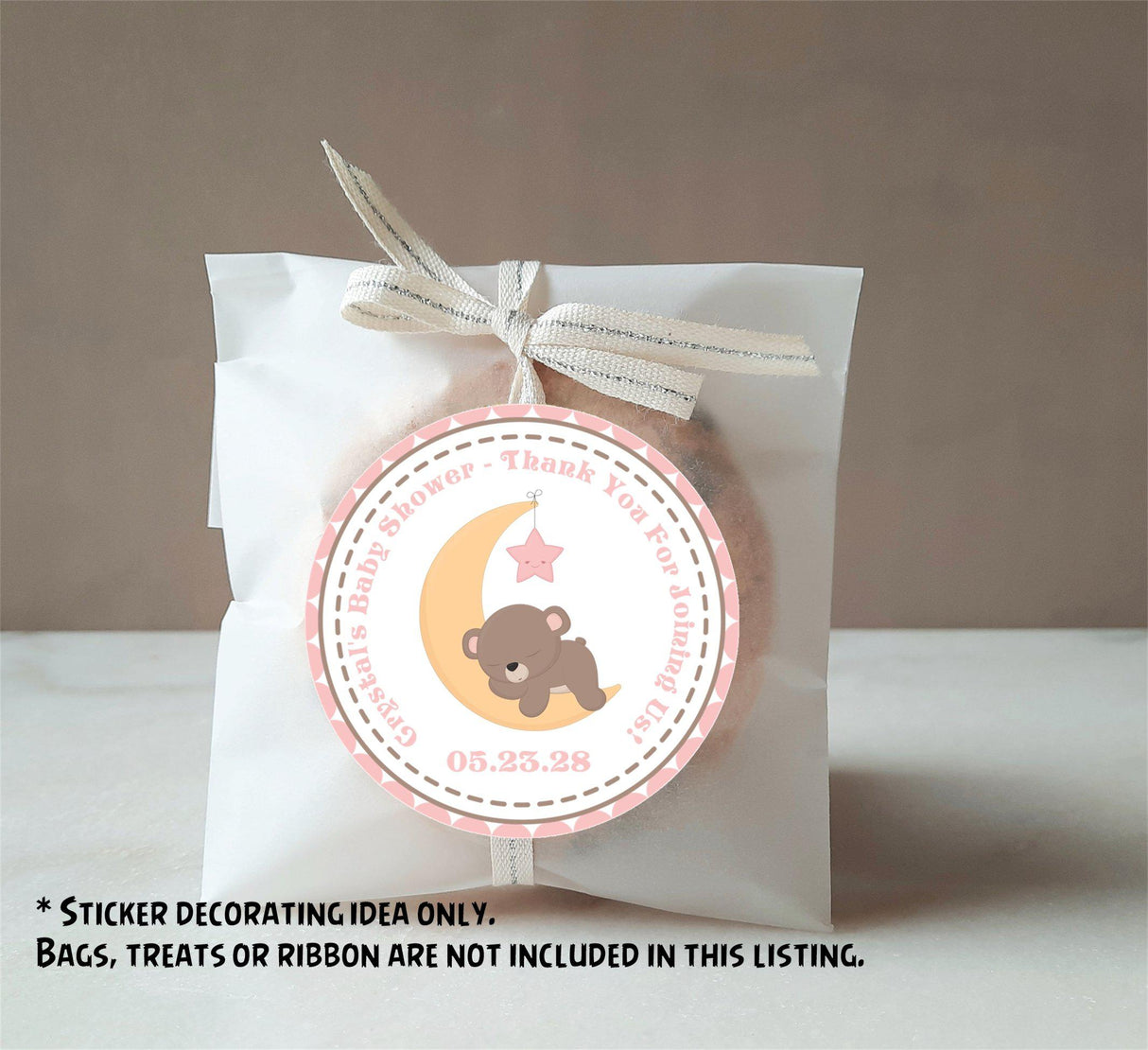 Girls Teddy Bear Baby Shower Stickers