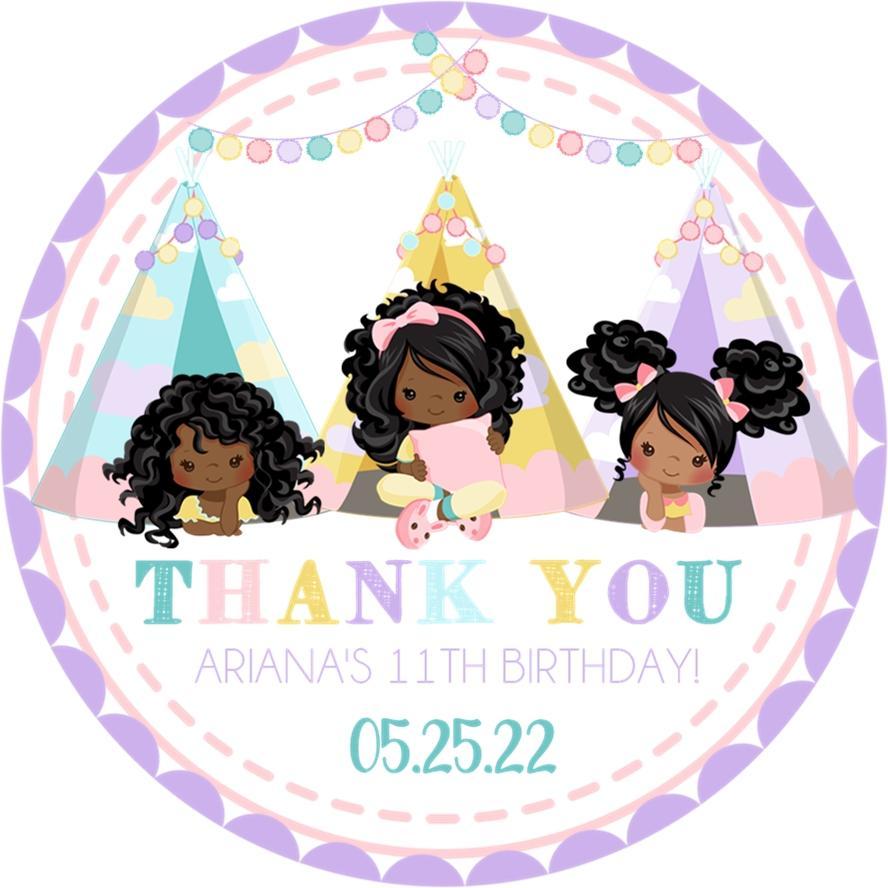 Girls Sleepover Birthday Party Stickers