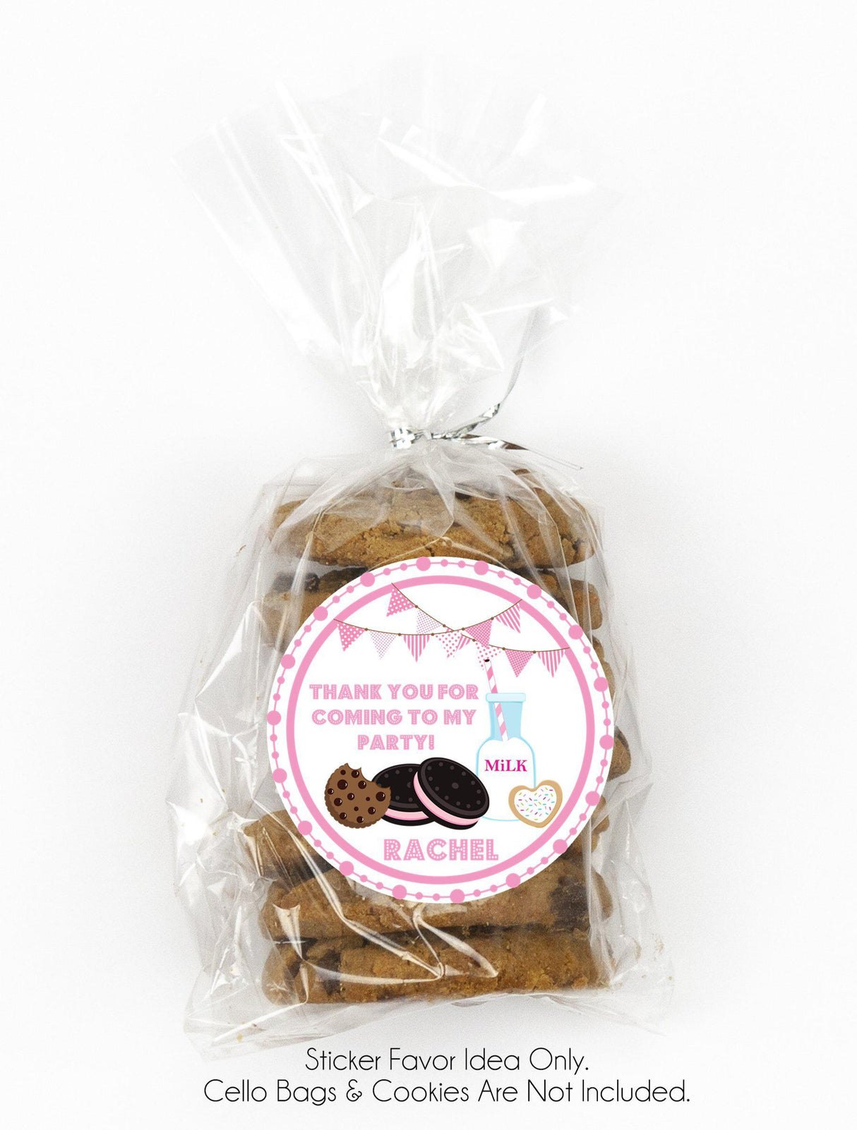 Girls dessert-themed cookies and milk sticker design