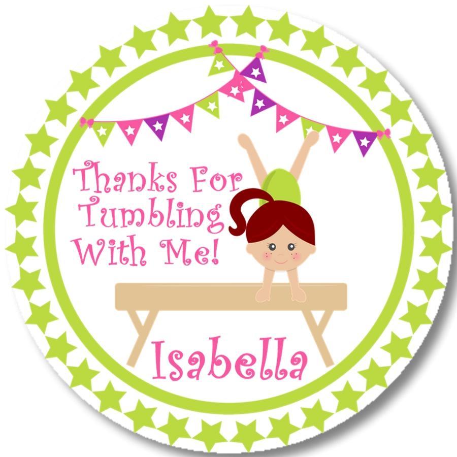 Girls gymnastics handstand sticker with lime green border