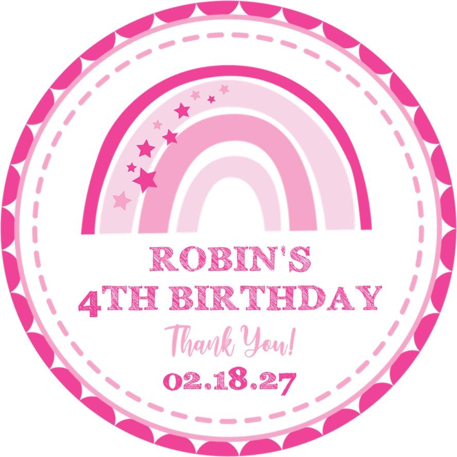 Girls rainbow theme favor label
