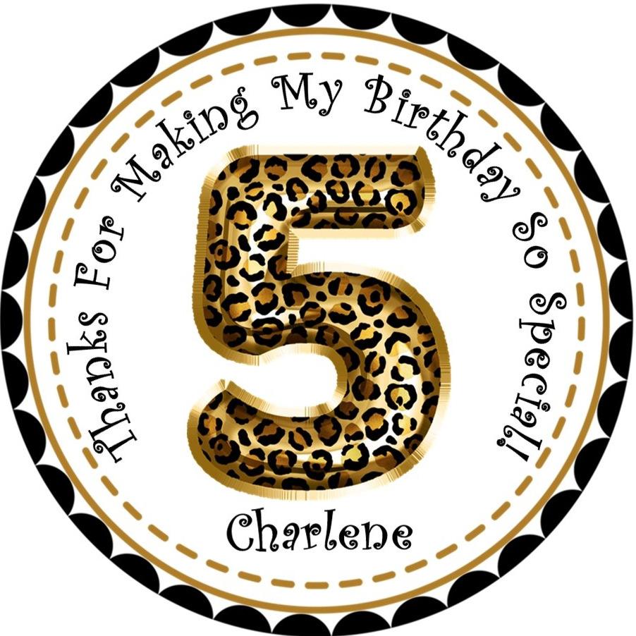 Gold leopard print birthday sticker