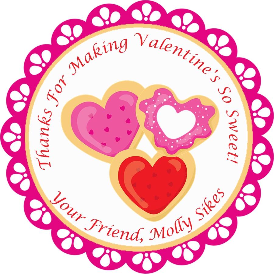 Heart-shaped cookie Valentine favor label