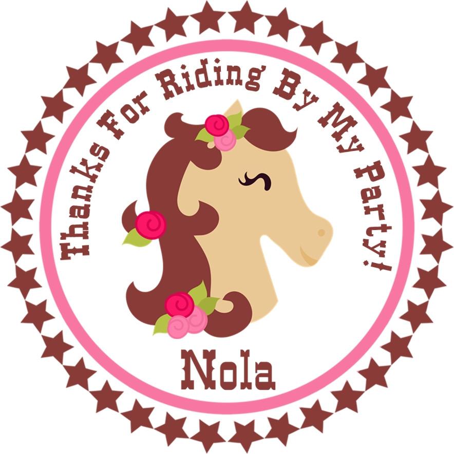 Horse-themed party favor sticker for kids