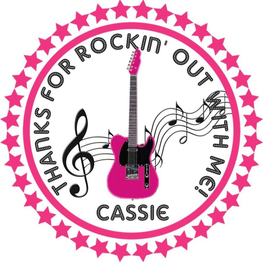 Hot pink guitar theme birthday sticker design