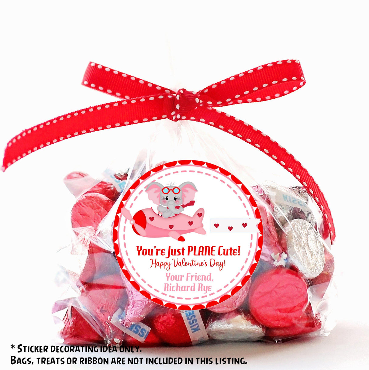 Just plane cute pink airplane themed Valentine sticker