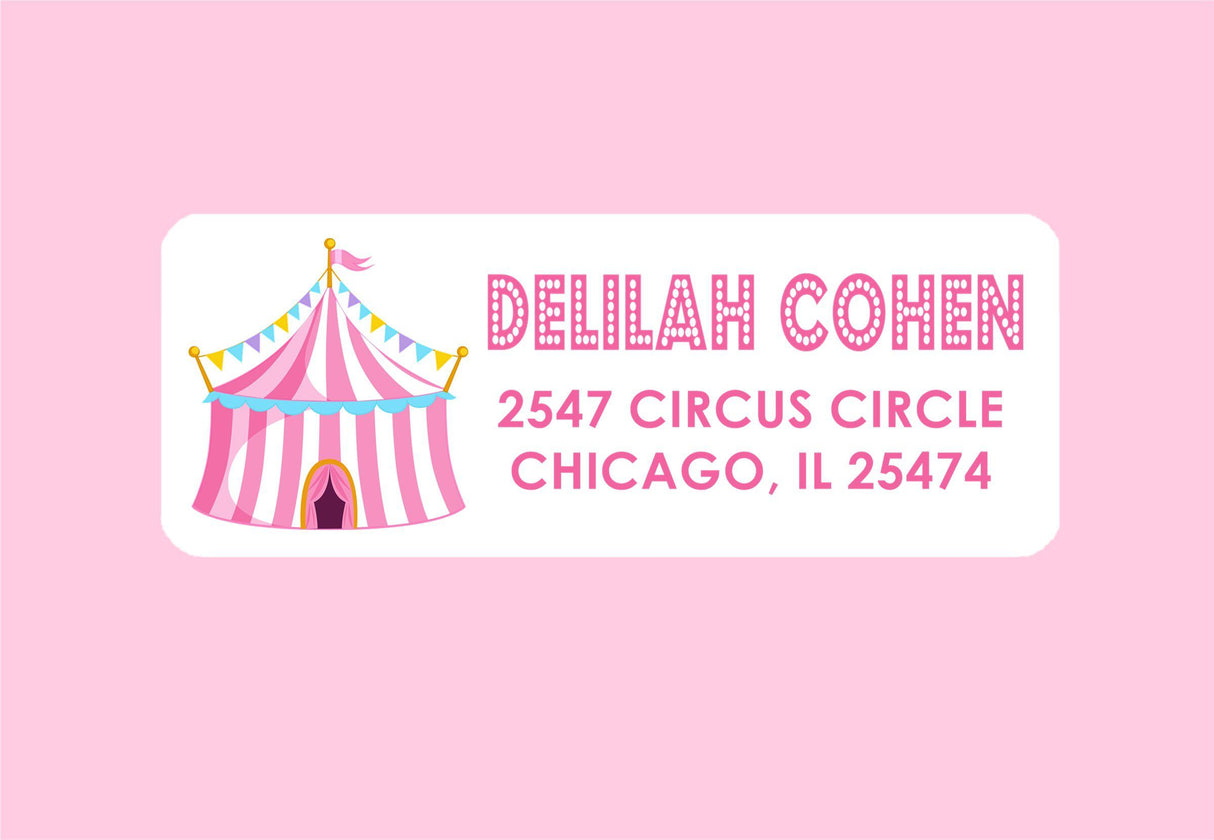 Kids circus theme return address labels
