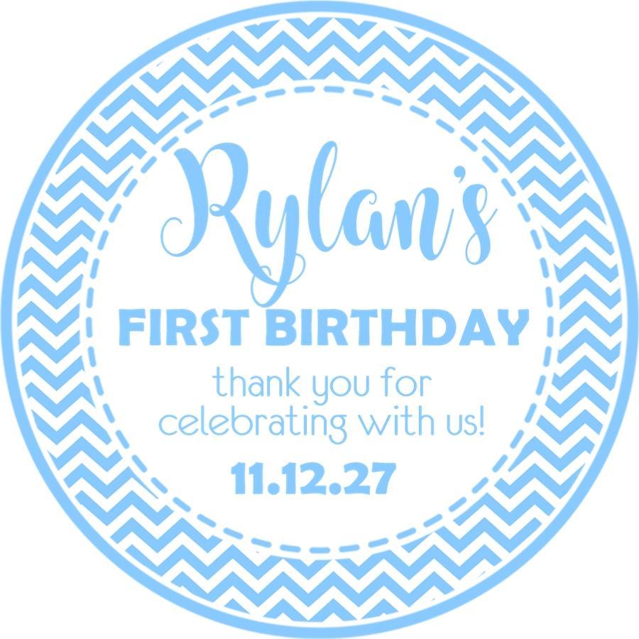 Light blue milestone party favor label